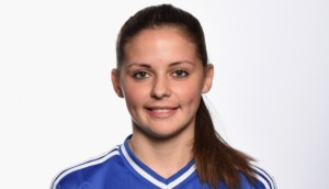 Chelsea Ladies Jenna Dear during The Chelsea Ladies Photocall and Team Group at the Cobham Training Ground on 27th March 2014 in Cobham, England.